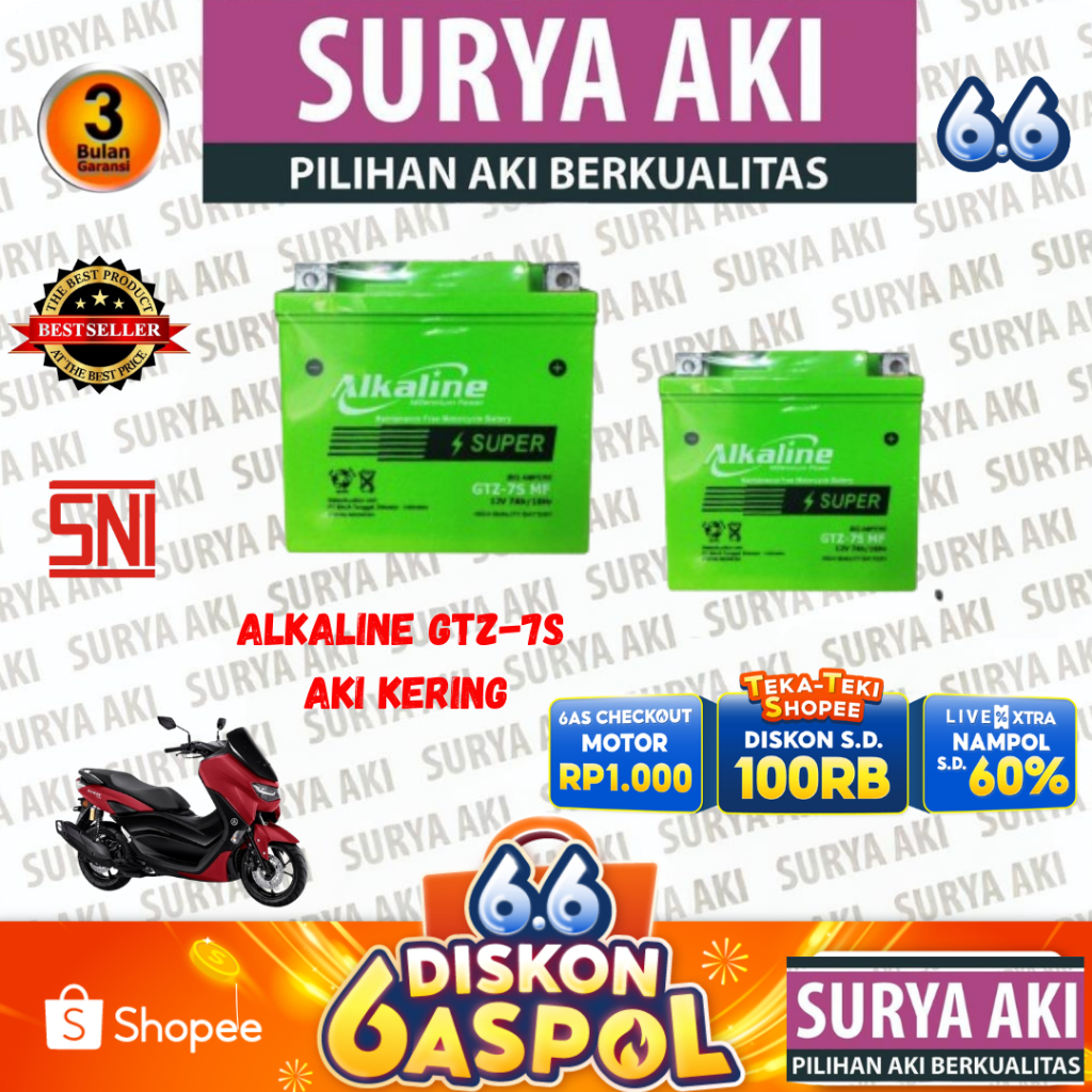 AKI MOTOR ALKALINE GTZ7S MF FS AKI KERING MOTOR NMAX SATRIA FU SONIC ADV