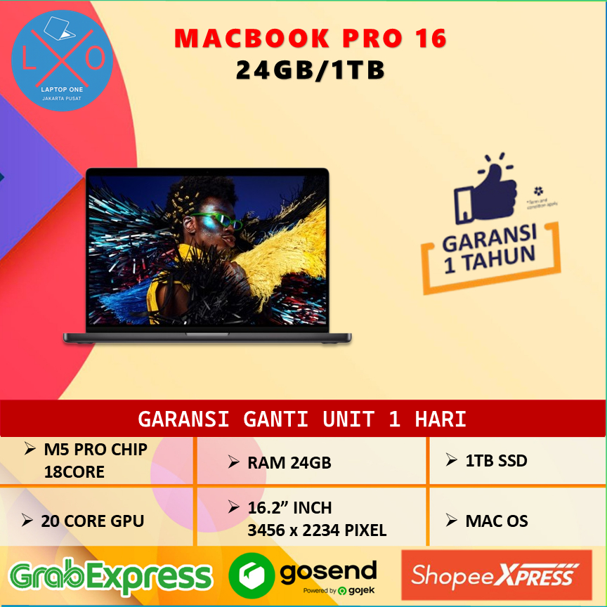 MaCbook Pro M5 Pro 2026 16.0 inci 18C CPU, 20C GPU, 24GB 1TB BNIB RESMI