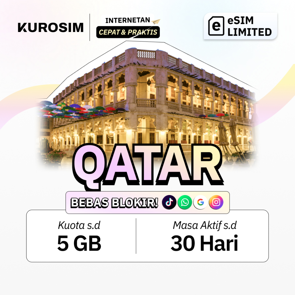 eSIM Qatar KUROSIM | Internet Travel Data Roaming Qatar Doha Ooredoo Vodafone 5G