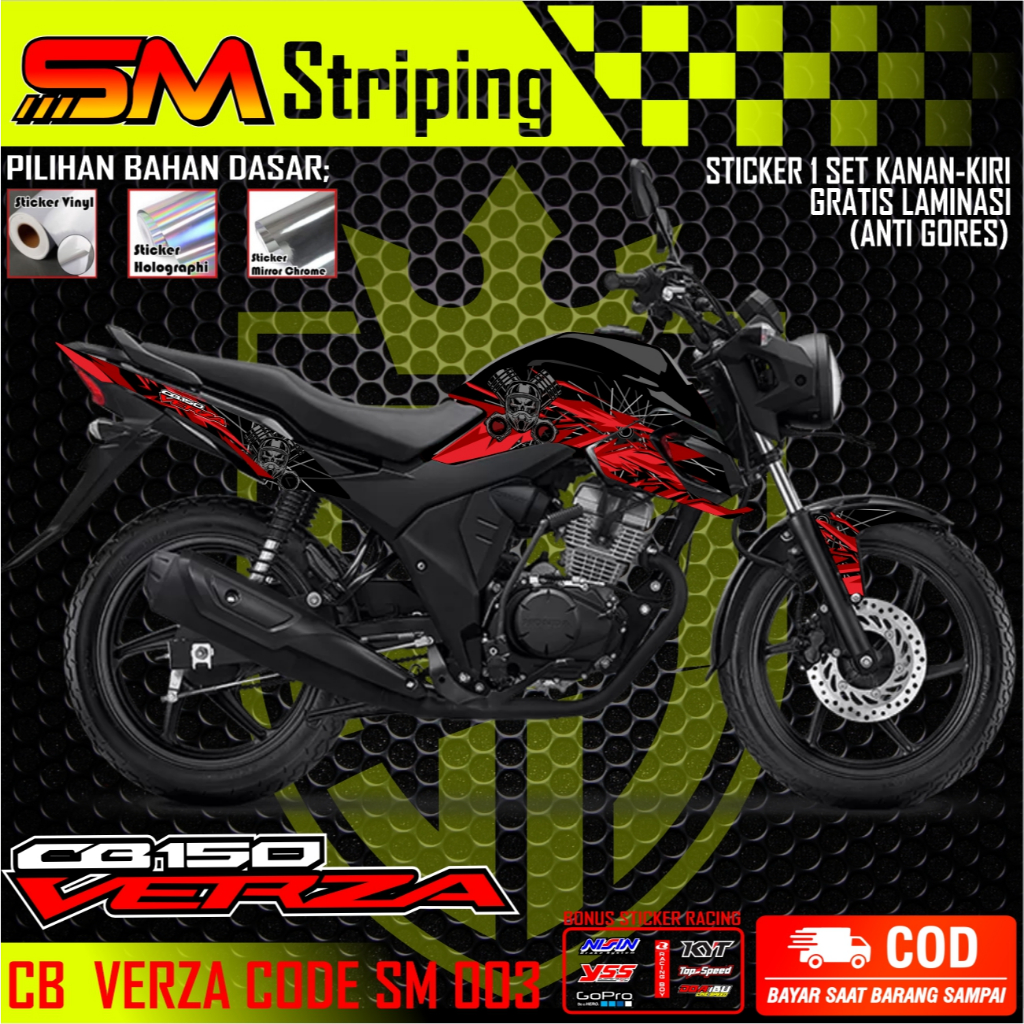 STRIPING HONDA CB150 VERZA VARIASI STICKER CB150 VERZA STICKER LIS LIST CB150 VERZA VARIASI  CODE SM