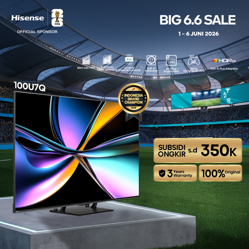 (BELI TV GRATIS TV) Hisense TV 100U7Q Vidaa Smart TV ULED MiniLED Pro 100 inch Hi View AI Engine Pro