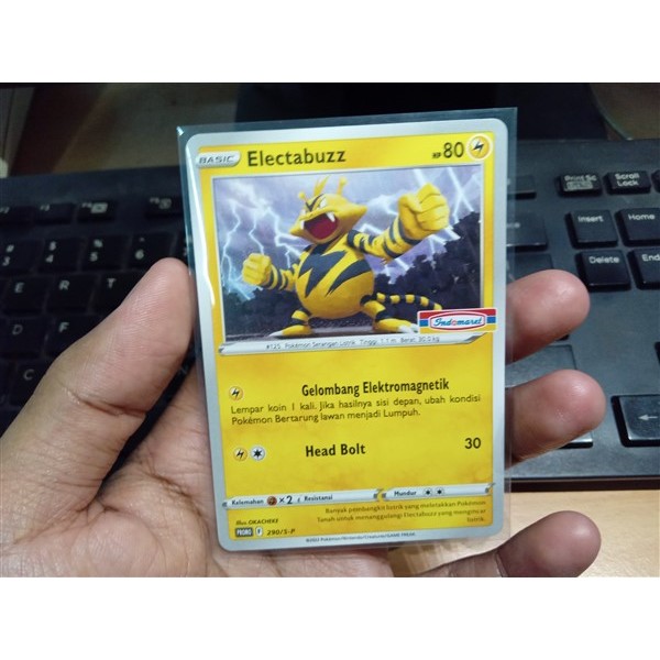KARTU MAINAN ANAK HIASAN UNTUK BINDER KOLEKSI POKEMON ELECTABUZZ PROMO IDNOMARET