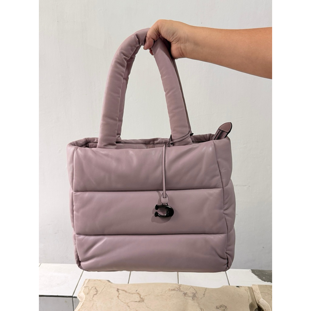 Preloved Coach Leather Quilted Pillow Tote Bag