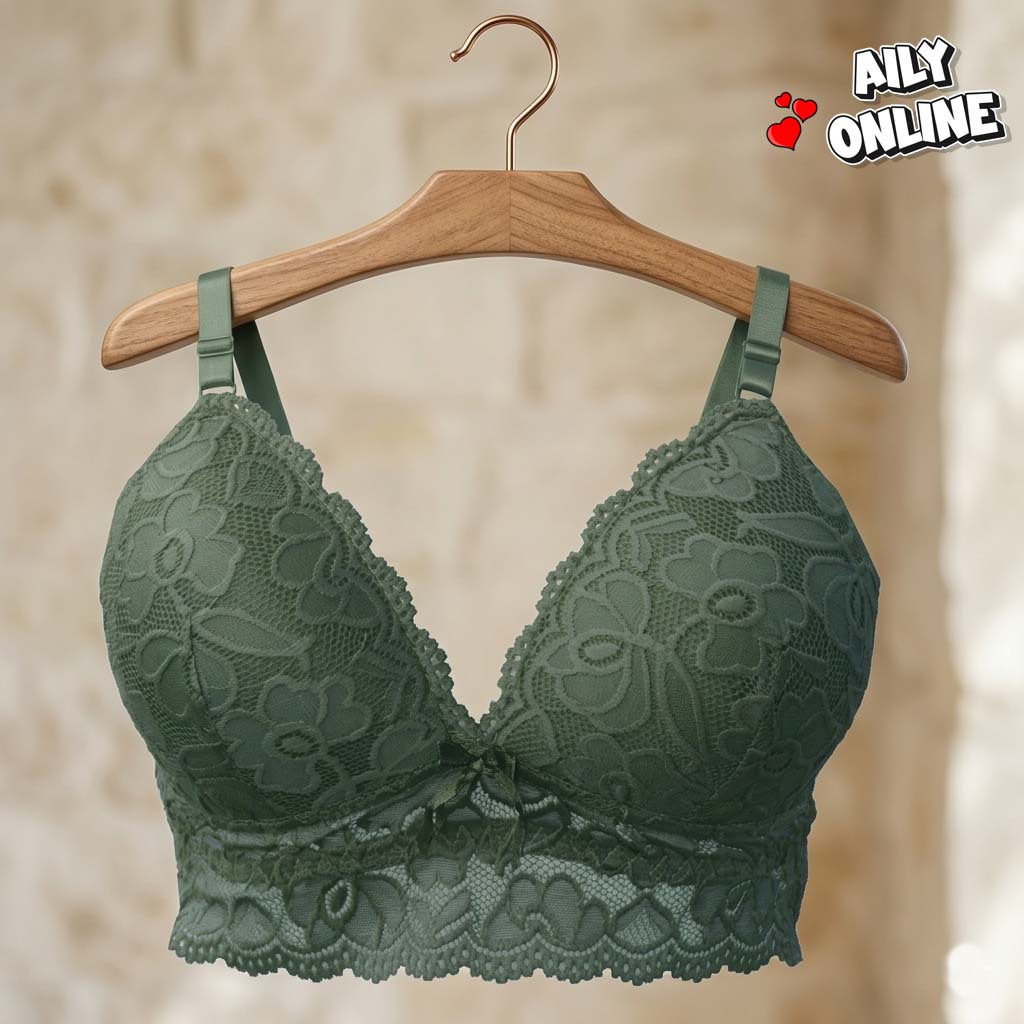 Aily 8840 Hijau Big Size Lace Sweet Bra