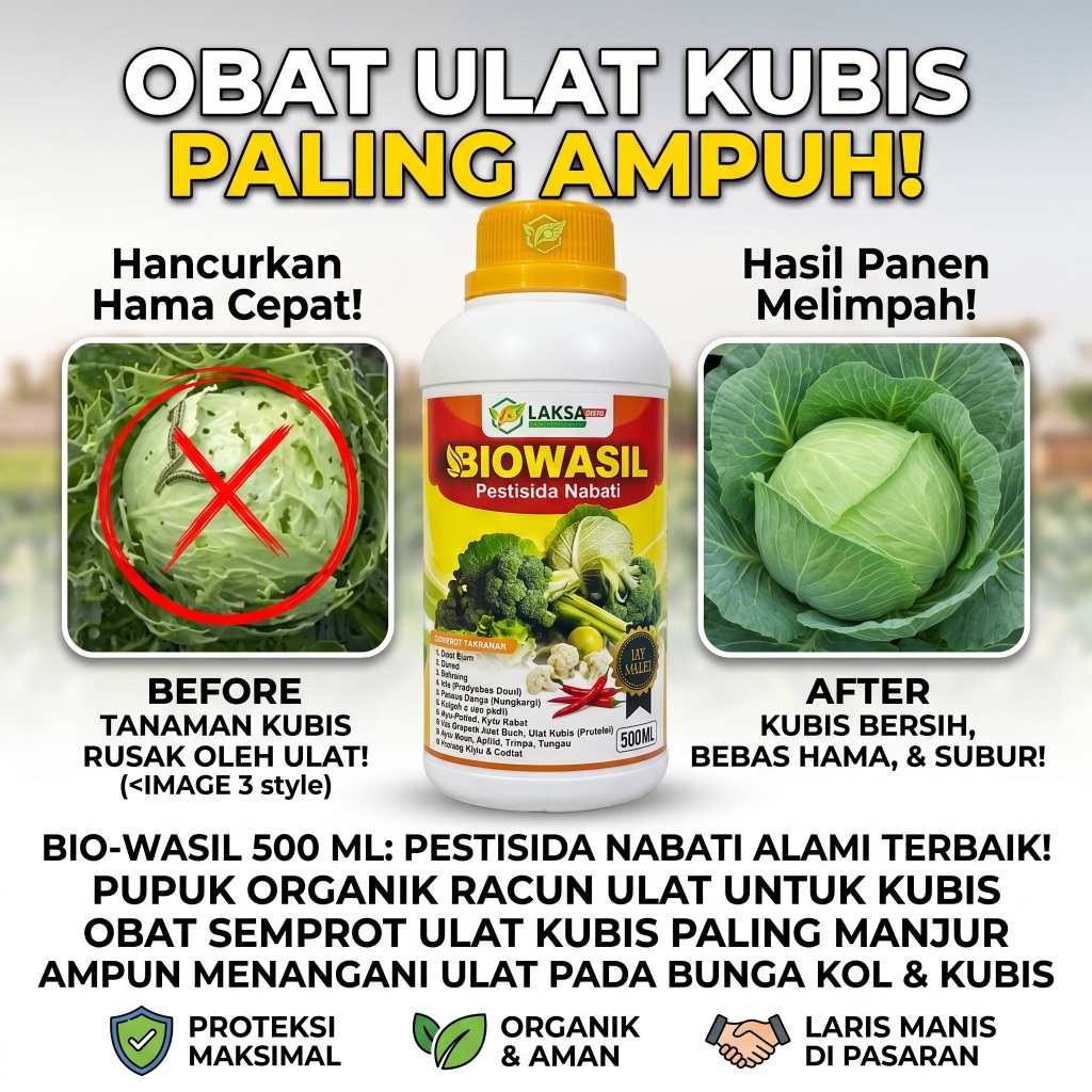 BIOWASIL 500ML Obat Ulat Untuk Tanaman Kubis - Obat Ulat Kubis Paling Manjur - Pestisida Nabati Orga