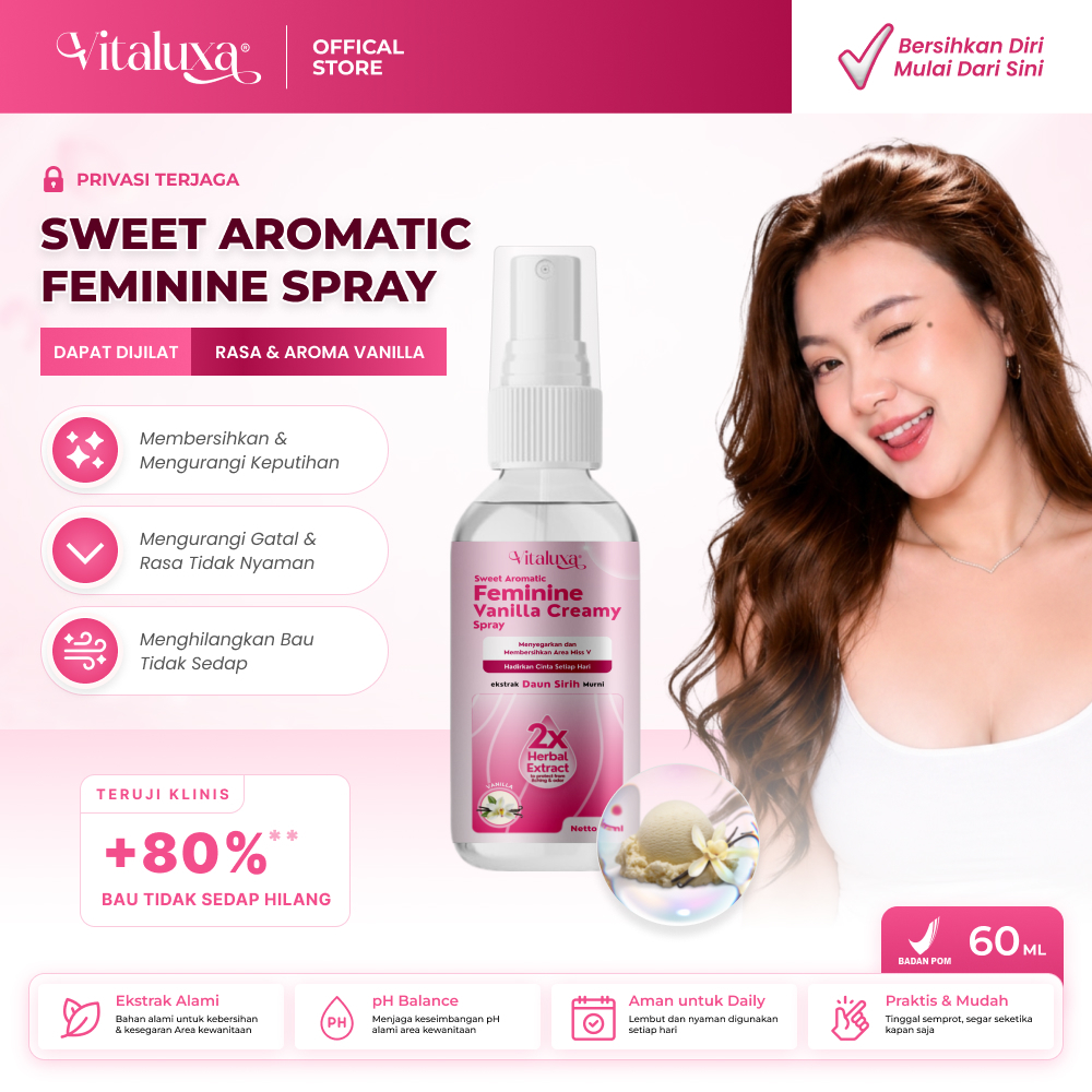 Vitaluxa Sweet Aromatic Feminine Vanilla Spray | Spray Feminine Care | Spray Untuk Keputihan
