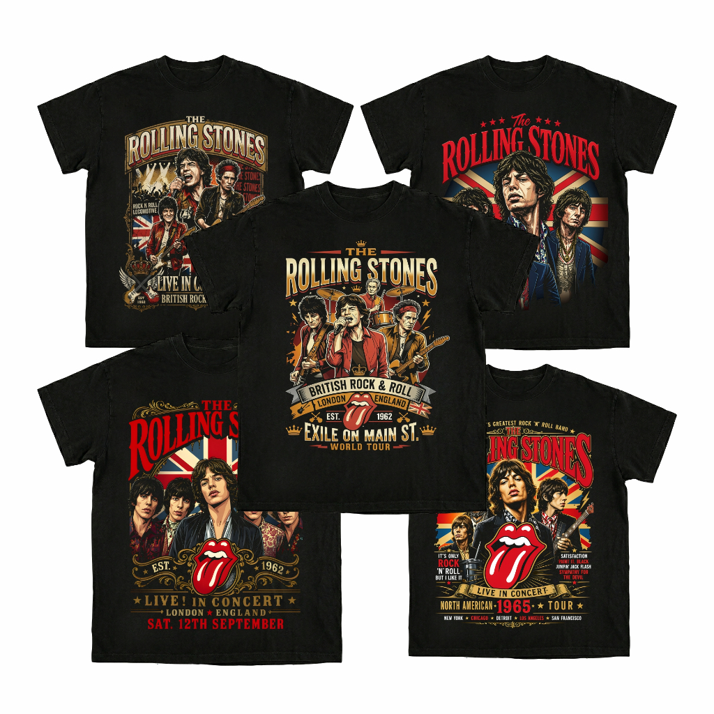 Tshirt The Rolling Stones / Kaos Band Unisex The Rolling Stones Premium Quality