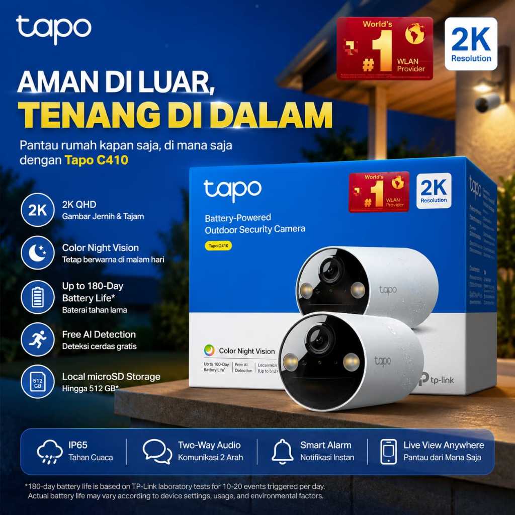 Tapo C410 2K Camera CCTV Outdoor Battery IP WiFi Wireless IP65