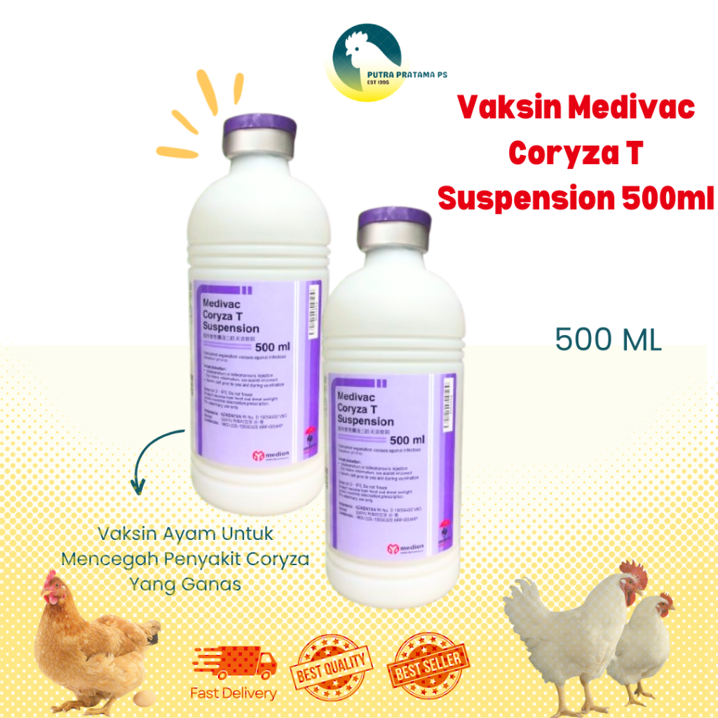 [ BLITAR - SRENGAT ] Vaksin Medivac Coryza T Suspension Netto 500ml Dosis 1000 Ekor Vaksin Ayam Untu