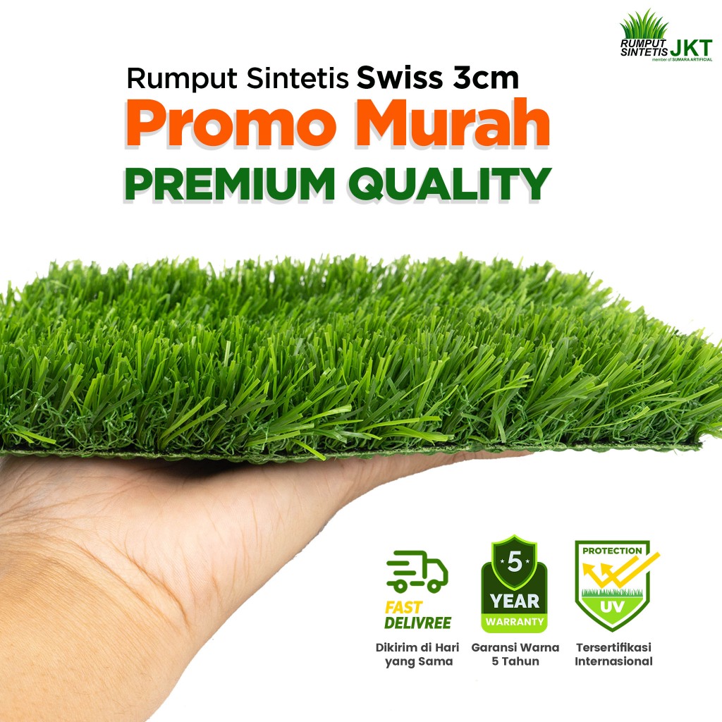 Rumput Sintetis Swiss 3 cm meteran Rumput Sintetis Dekorasi Meteran