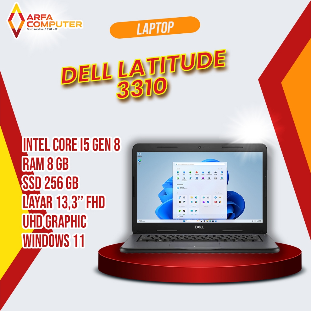 Laptop Second Premium Dell Latitude 3310 Core I5 Gen 8 RAM 8GB SSD 256GB Windows 11 Original
