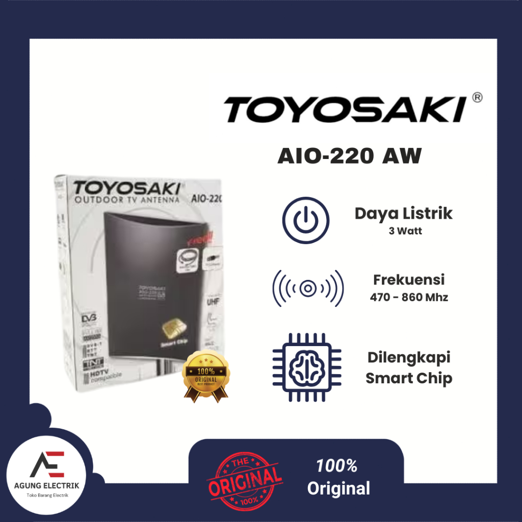 Antena TV Digital Outdoor Toyosaki AIO-220AW dengan Penguat Sinyal