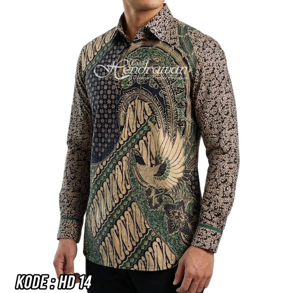 Batik Hendrawan Kemeja Batik Pria Solo Modern Lengan Panjang Lapis Furing Bahan Katun Premium HD 14
