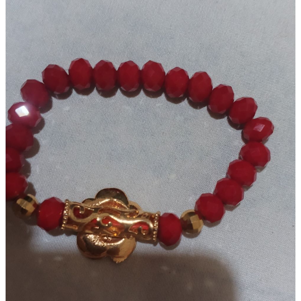 Gelang Imitasi Kristal Merah Mawar Emas