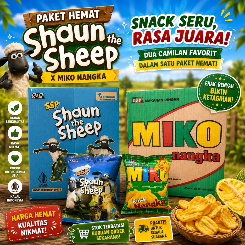 (1 Dus) Snack Chiki Ciki Miko Nangka Shaun The Sheep SSP Jadoel