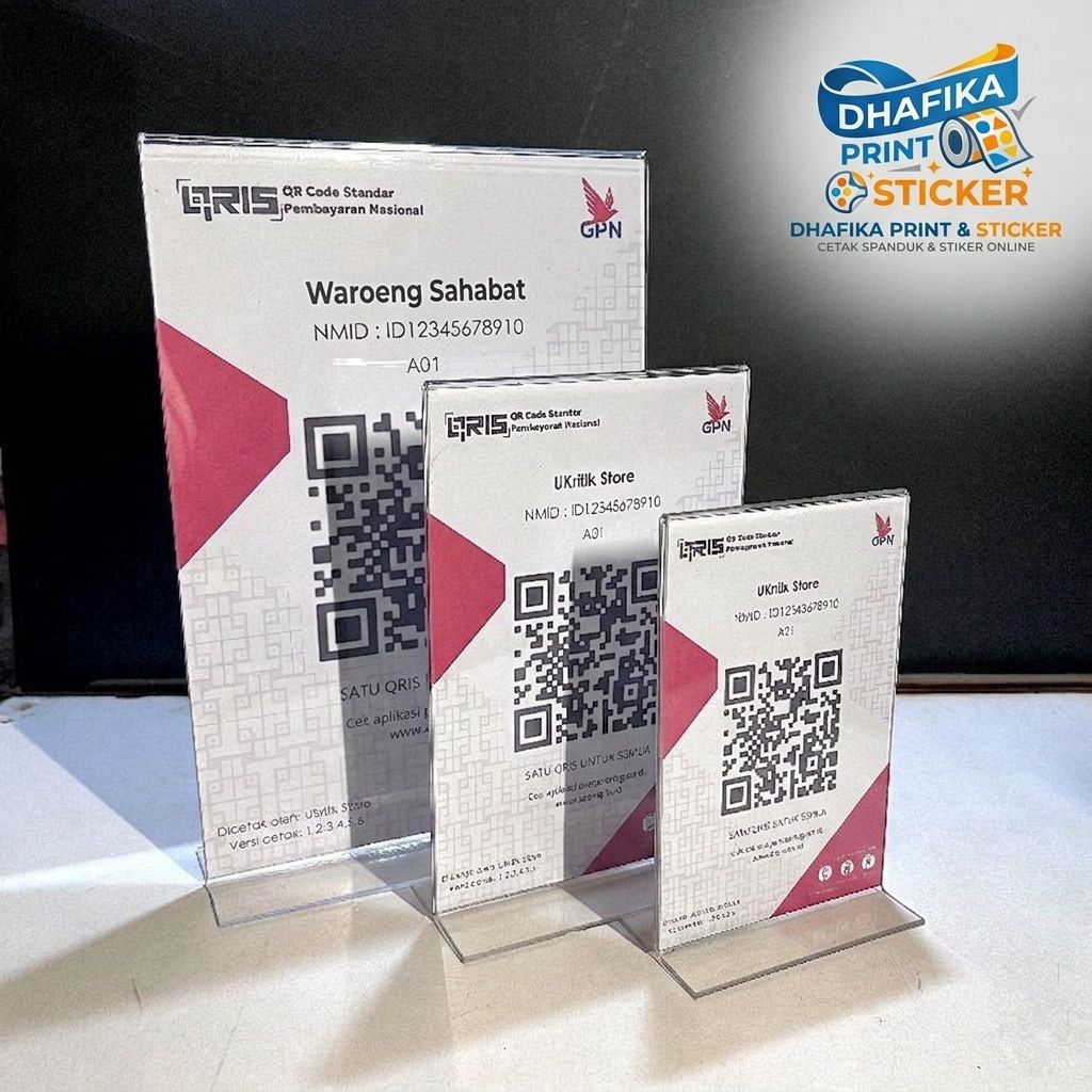 Papan Barcode QRIS Akrilik QRIS A5 Papan Cetak Pembayaran QRiS