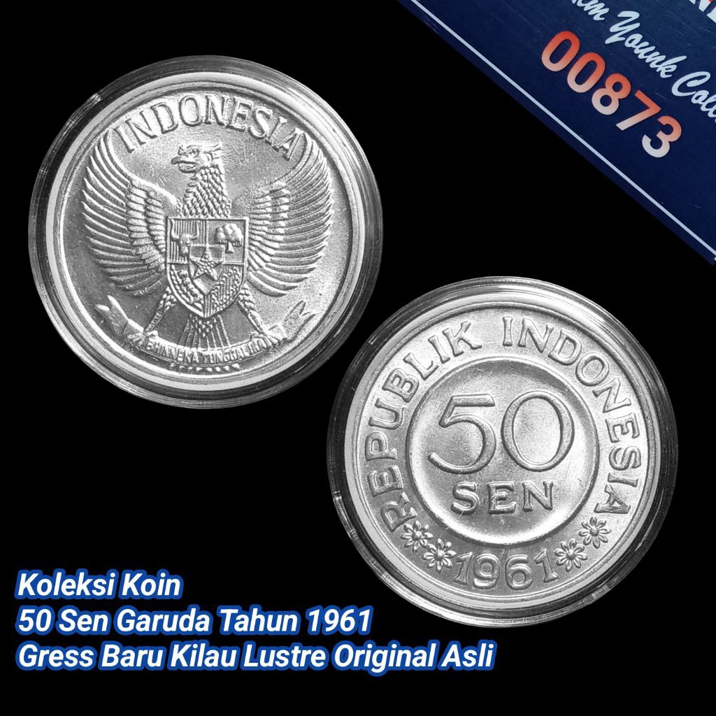 UKI061Coin 50 Sen Garuda Thn 1961 Gress Lustre Original