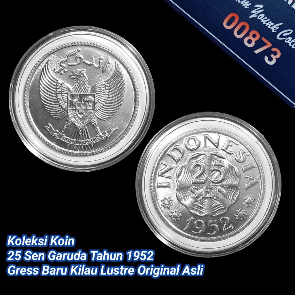 UKI0052Coin 25 Sen (GARUDA) Thn 1952 Gress Lustre Original
