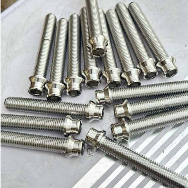Baut L Stainles M10 Baut 14 drat halus Ss 304 Anti karat motif payung panjang 2cm - 7cm