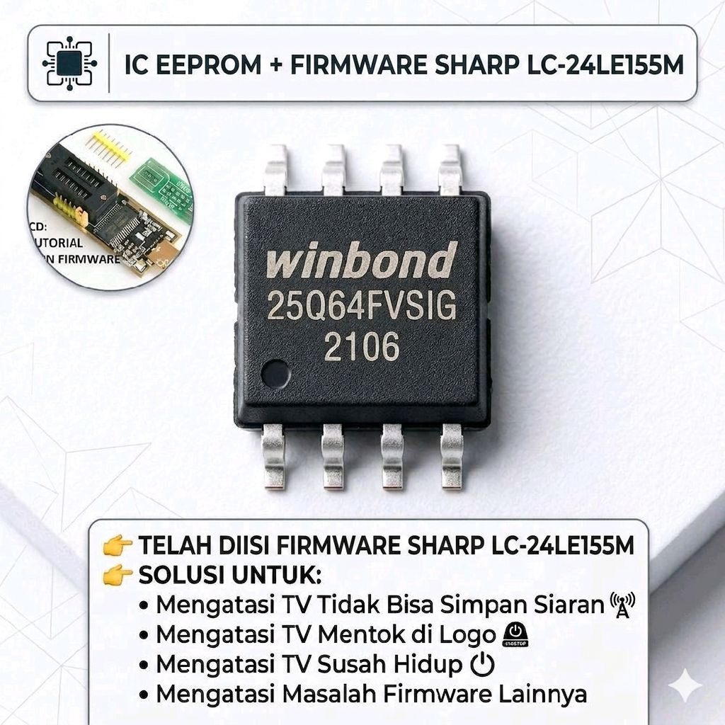 SHARP LC-24LE155M ic eprom memori sudah diisi tinggal pasang