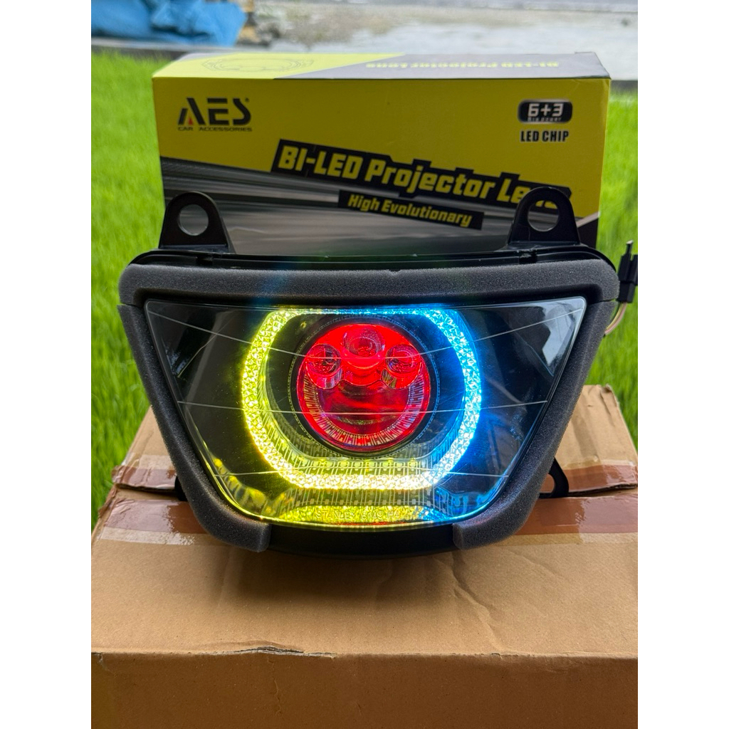LAMPU BILED NINJA RR Old/BILED AES TURBO DEMON RGB BLUETOOTH SET RELAY PNP REFLEKTOR ORIGINAL KAWASA