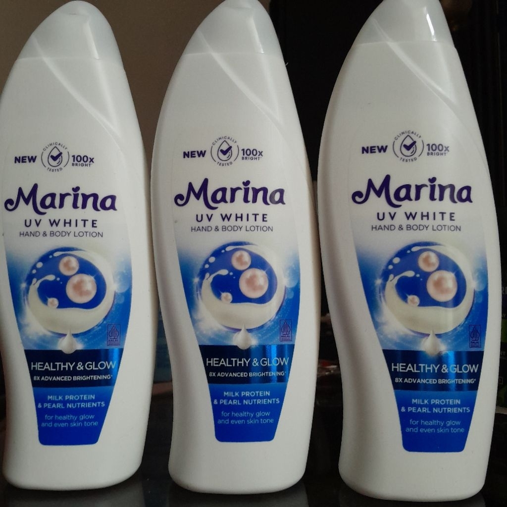 Marina Biru UV white HBL Healthy & Glow handbody lotion