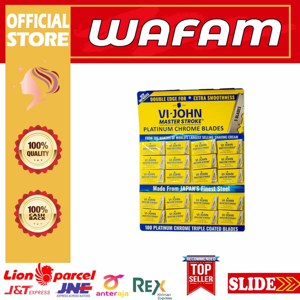 PISAU SILET VI-JOHN CHROME PLATINUM BARBER PANGKAS SALON ISI 100PCS