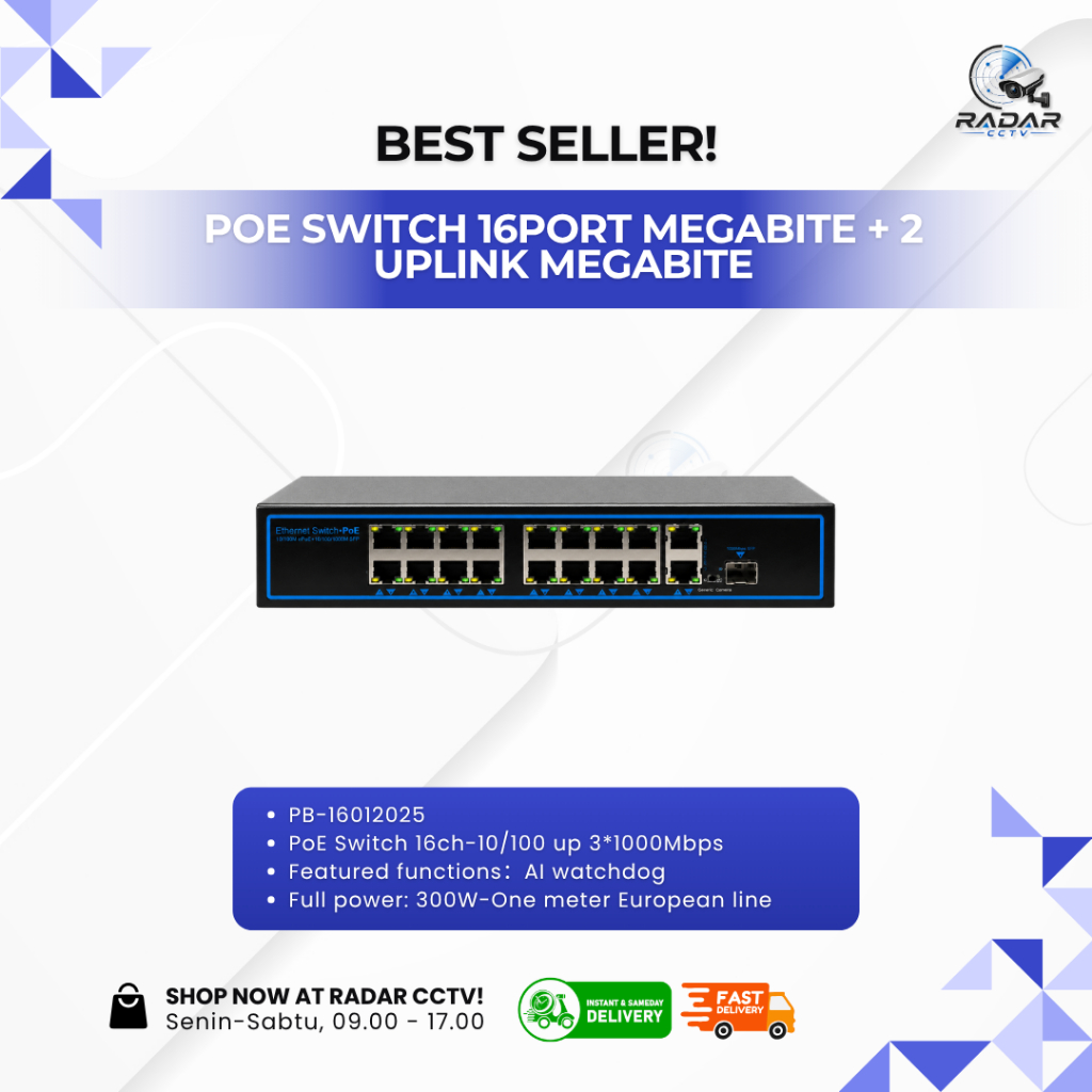 POE SWITCH 16PORT Megabite + 2 UPLINK Megabite | poe megabite 16 port