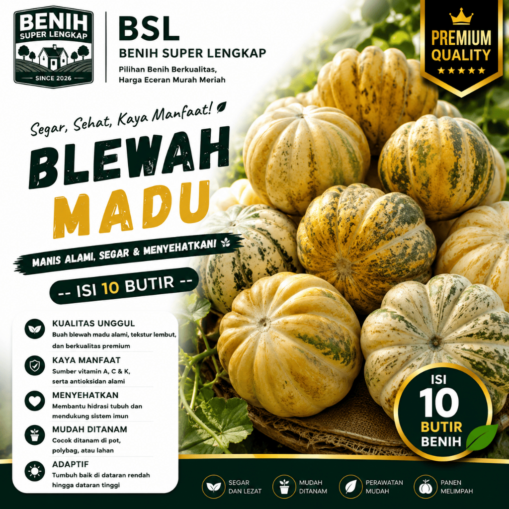( 10 Butir ) Benih Biji Blewah Madu | Bonteng Garbis | Cantalupensis | Blewah