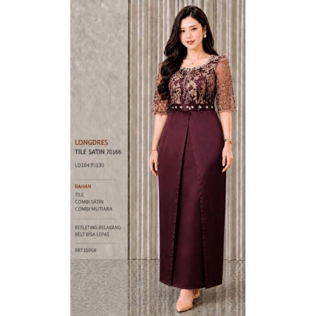 LONG DRES BROKAT TILE MIX SATIN