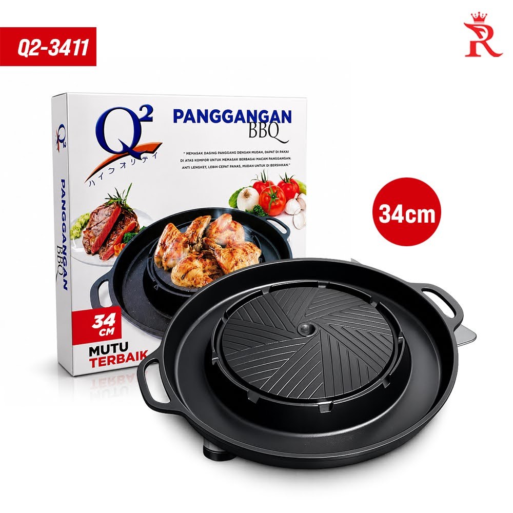 BBQ Panggangan Daging 34 cm Anti Lengket Korean Barbeque Grill Pan