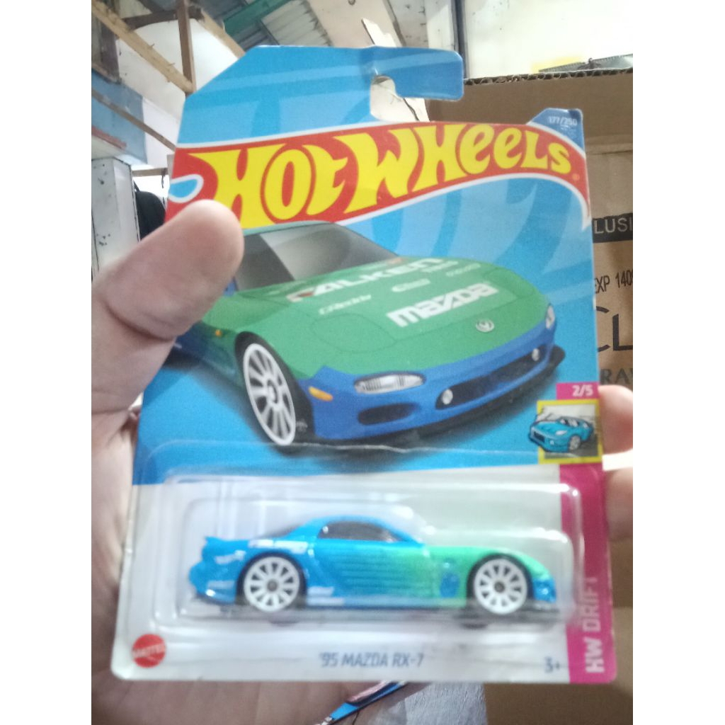 hotwheels '95 mazda rx-7 falken hijau