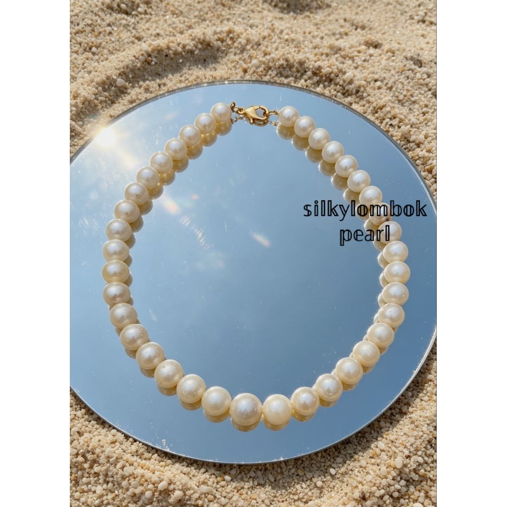 Kalung rhodium mutiara air laut asli Kalung full mutiara air tawar asli lombok Kalung mutiara oval a