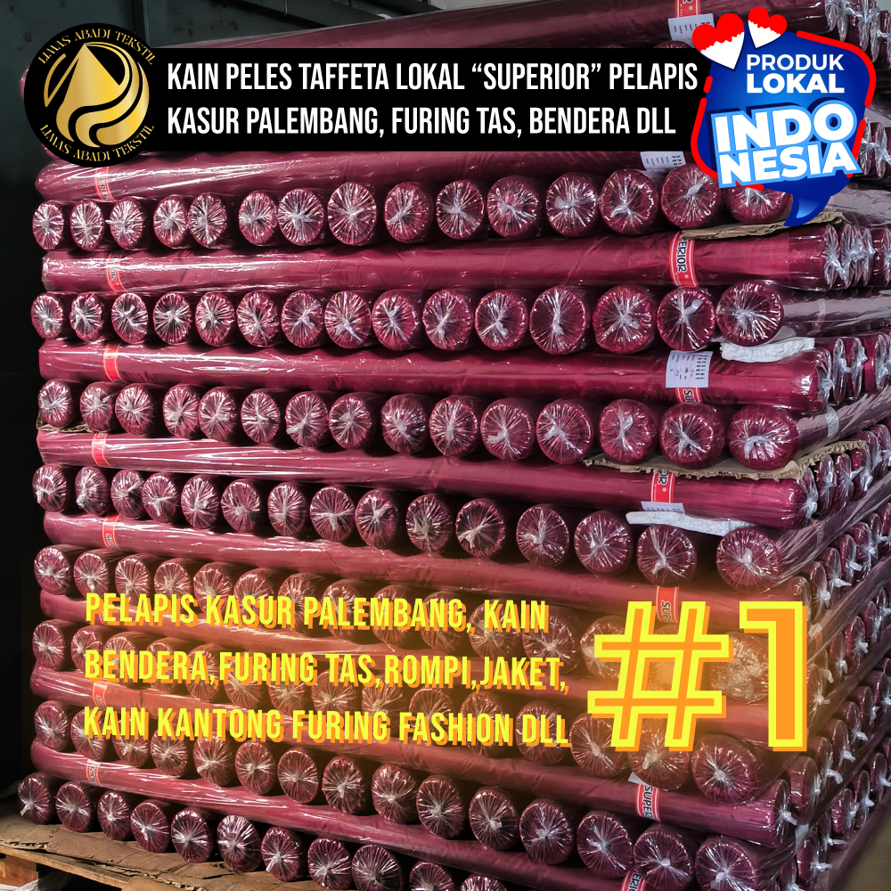 Kain Satin Tafeta Taffeta SUPERIOR (Merah Maroon)Roll 50 100 yard Kain Selempang Wisuda Pramuka Muke
