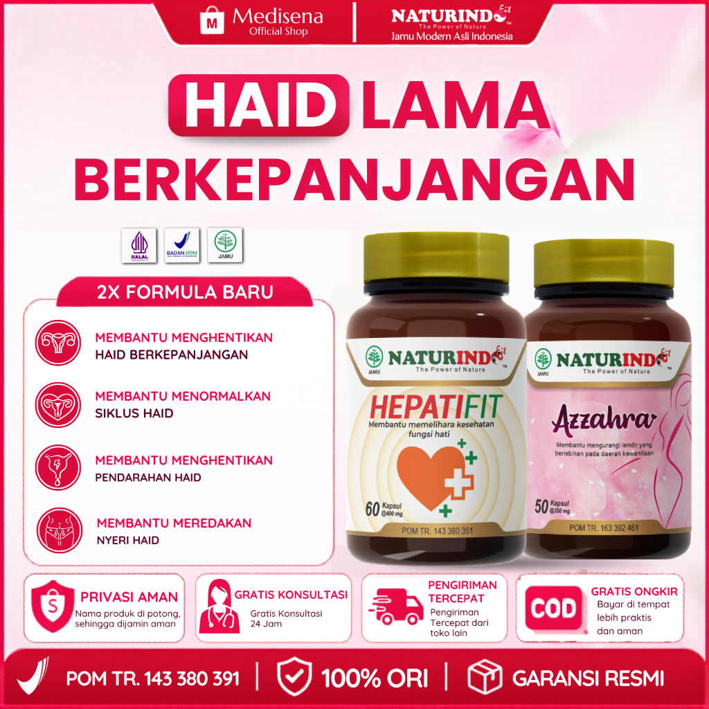 Obat Menstruasi Berkepanjangan Haid  Lama & Tidak Teratur Nyeri Ampuh Azzahra Hepatifit Naturindo Or
