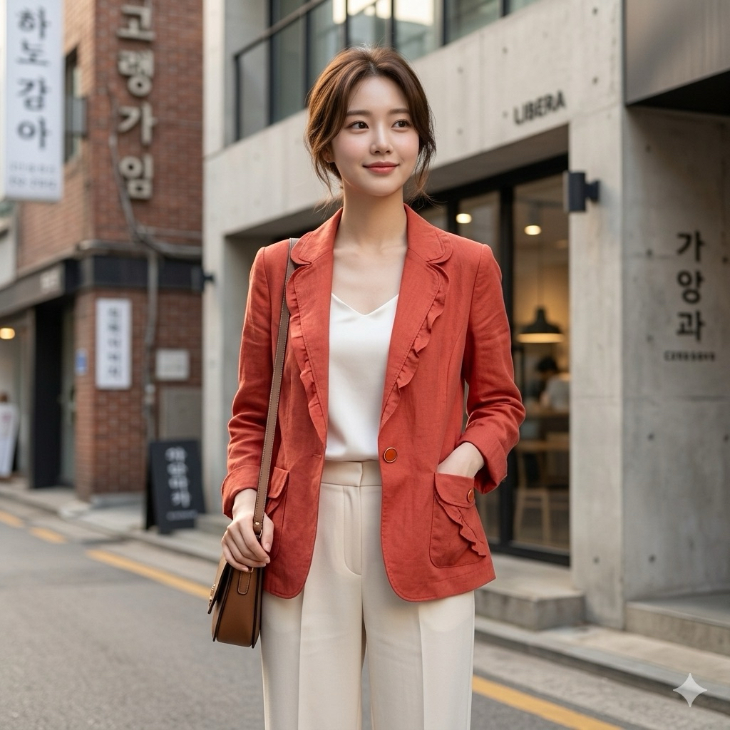 BK0009 Blazer Merah Daily Brand Zishen Ld 106 Pj 57 Baju Kerja Casual Wanita