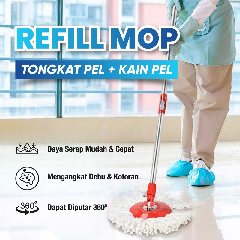 REFILL ALAT PEL LANTAI SPIN MOP FREE KAIN PEL TONGKAT GAGANG SAPU LAP