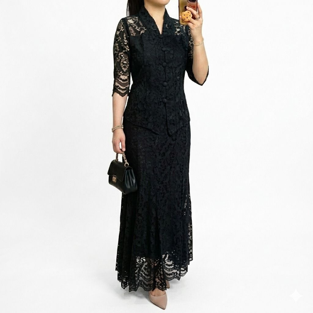Setelan Kebaya Kurung Brokat Modern Premium / Baju Set Kebaya Pesta Kondangan Wisuda Mewah Elegan/Ba