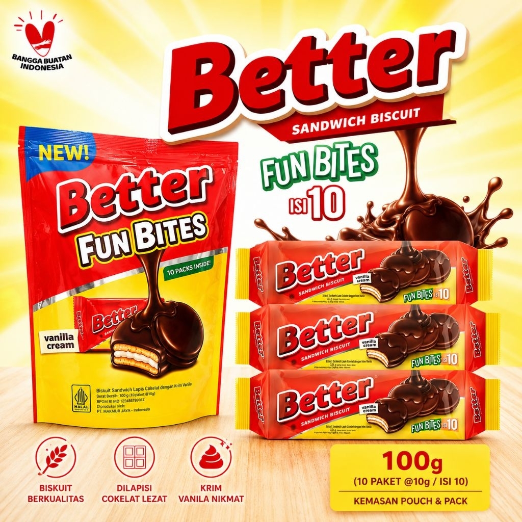 Biskuit Better Fun Bites Isi 10 pcs / Biskuit Roma Better 100 Gram - better 100gr