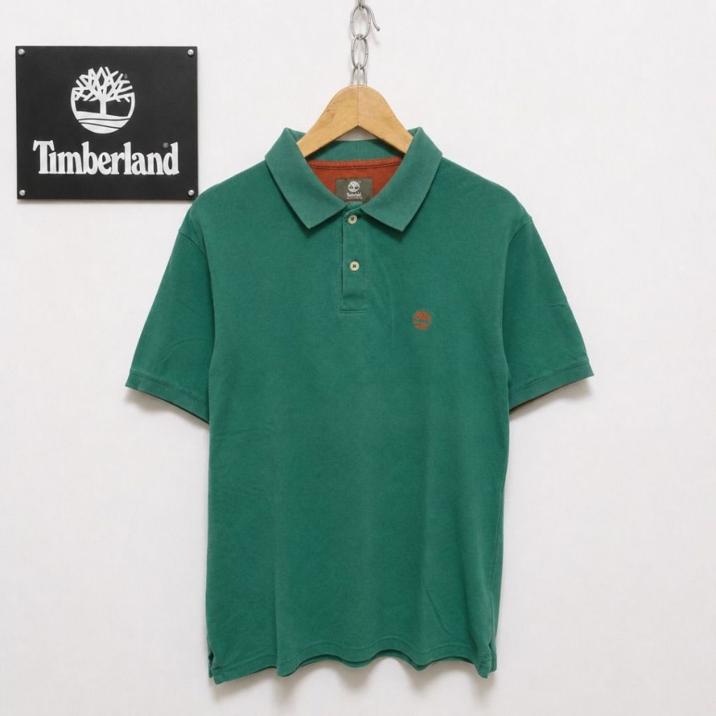 TIMBERLAND Basic Logo Polo Shirt | kaos kerah pria - size M