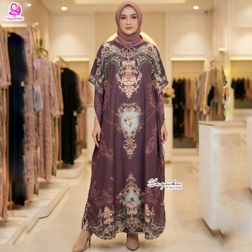 Syahla Kaftan Wanita Muslimah Mewah Cantik Sutra Anti UV By Yayoe Hijab