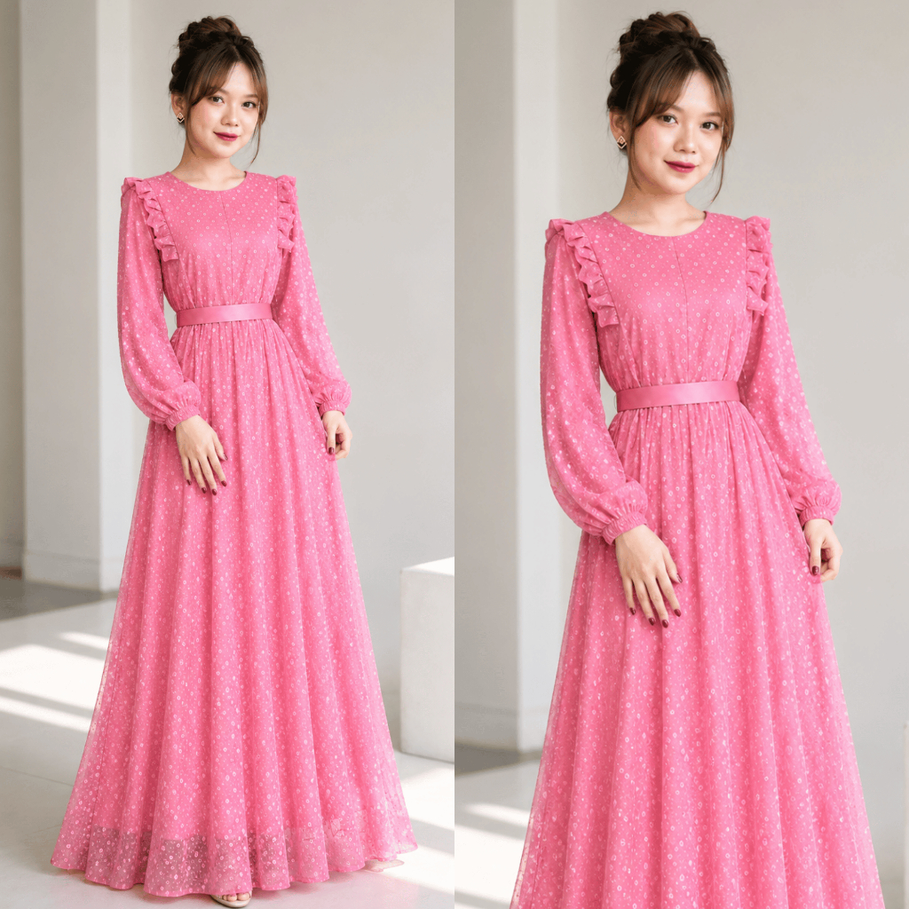 Zurra Dress Busui Friendly Tille Polkadot A-Line Mayung Mewah Elegan Premium
