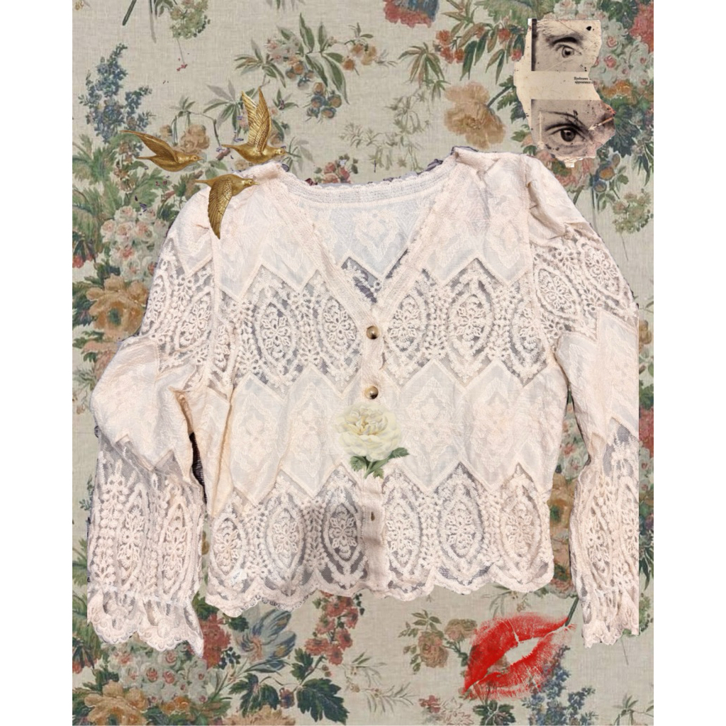 baju mori kei vintage fairy cardigan brukat lace