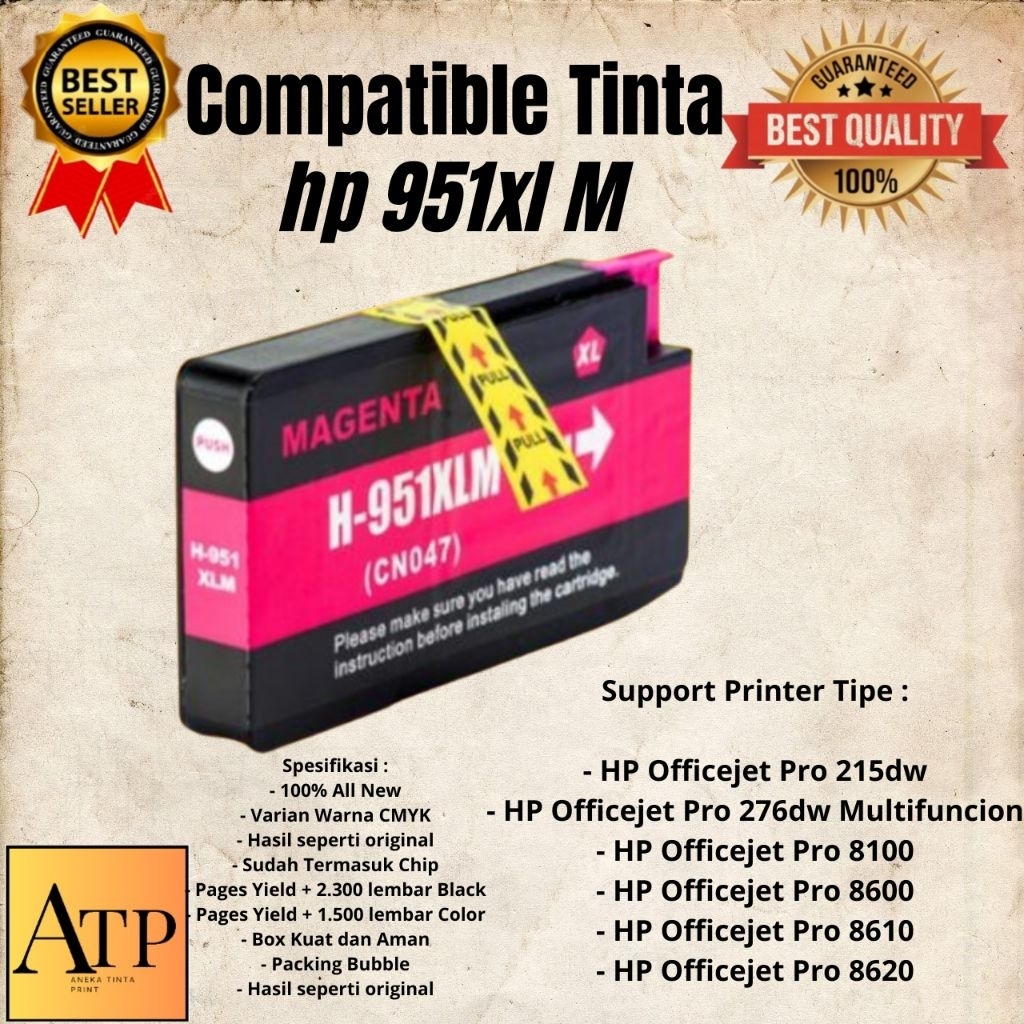 Cartridge Compatible HP 951XL  Magenta HP Officejet Pro 215dw- HP Officejet Pro 276dw Multifuncion- 