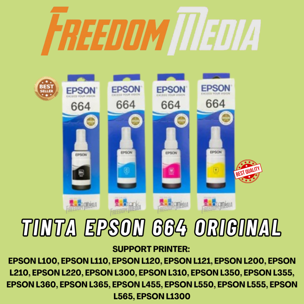 Tinta Original Epson 664 Hitam Warna ORIGINAL-L100 L120 L310 L360 L210