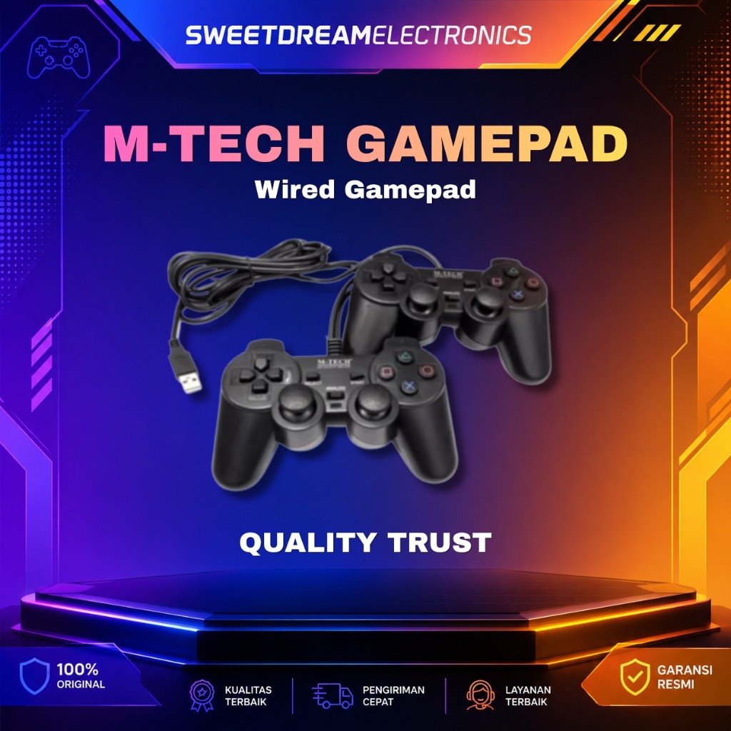 M-Tech Gamepad Stik PC Joystick Stick PC Double Getar Garansi Resmi Original
