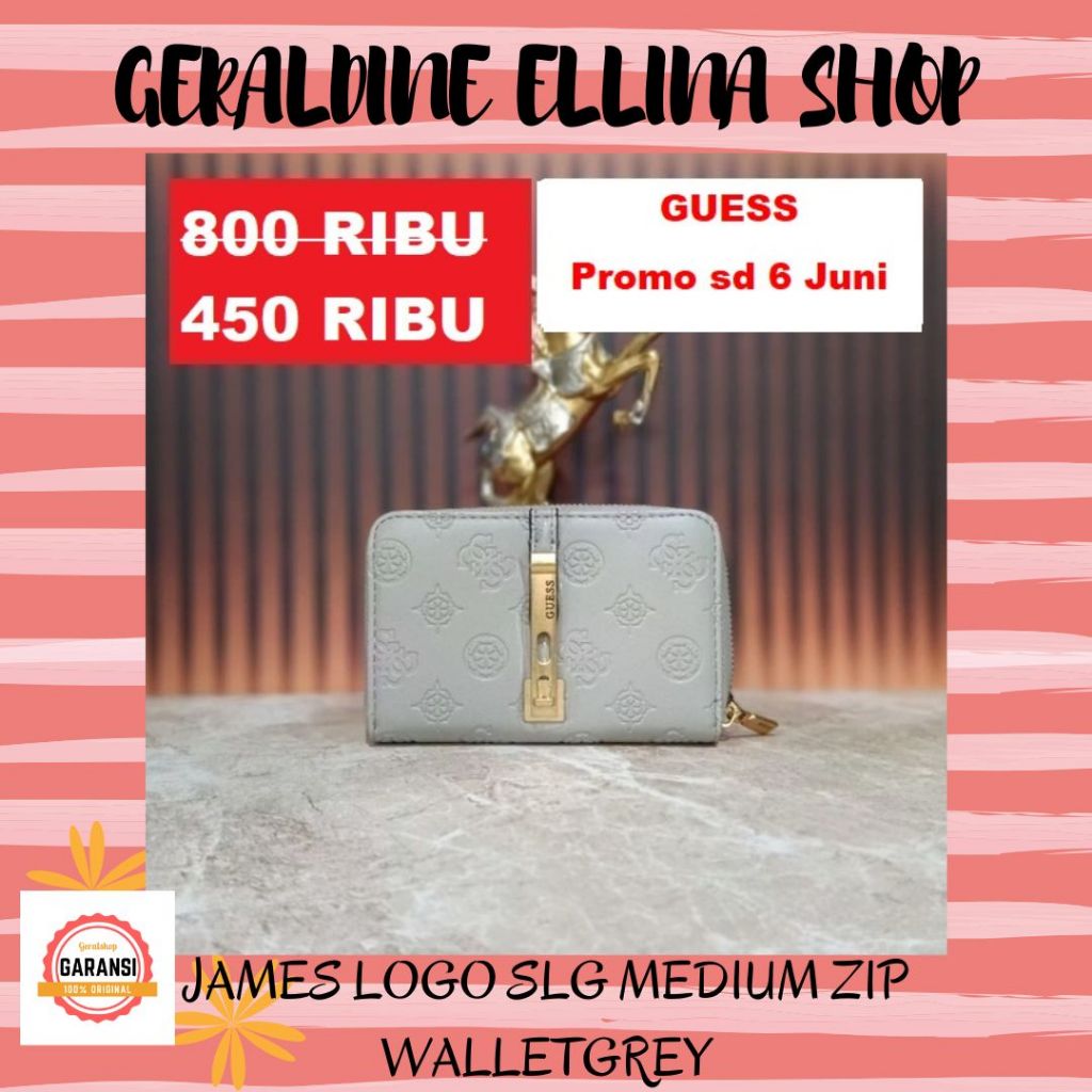 Dompet wanita Guess wallet sale original seri JAMES LOGO SLG MEDIUM ZIP