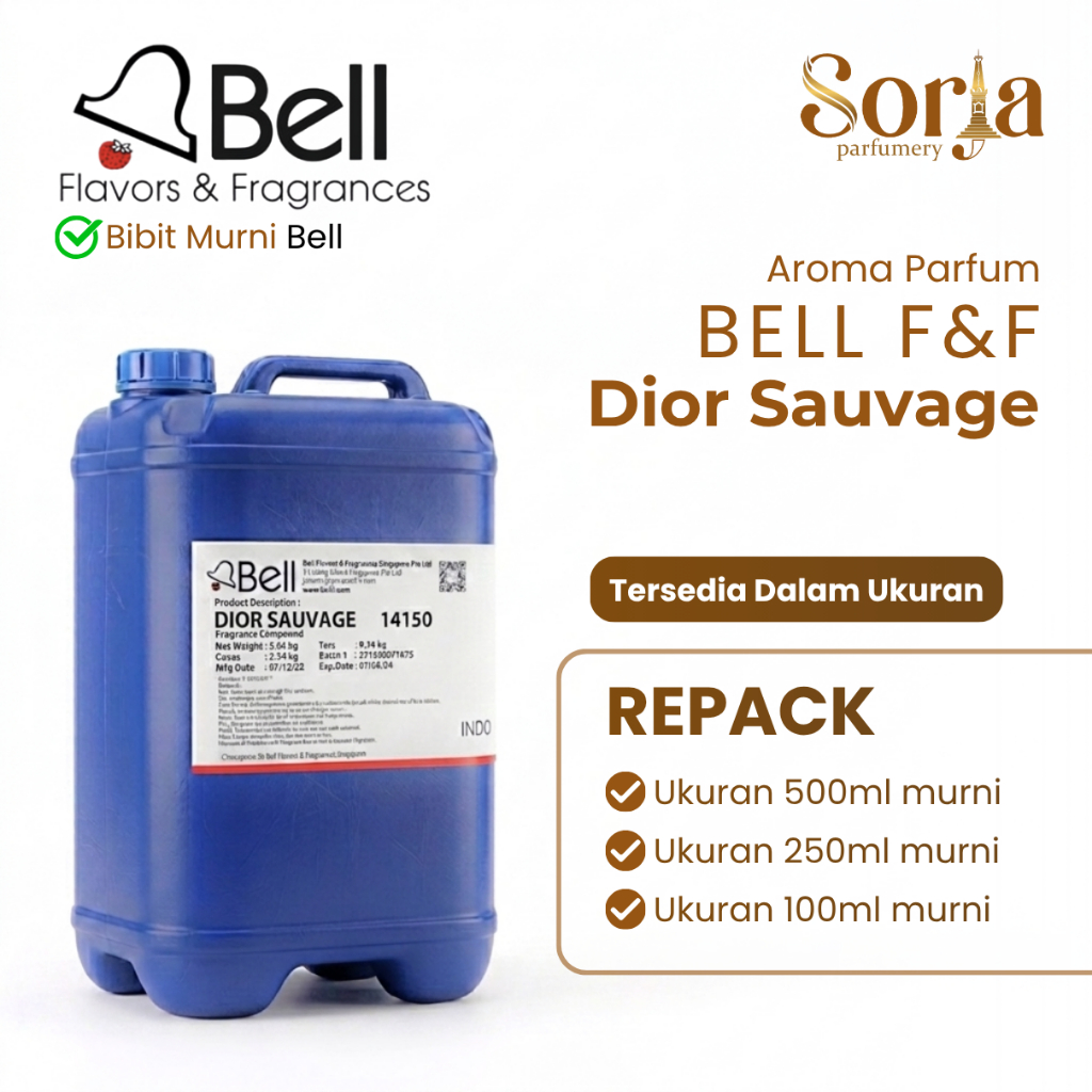 (REPACK) Bibit Parfum Dior Sauvage By BELL KEMASAN REPACK 100ml 250ml 500ml MURNI ORIGINAL 100%
