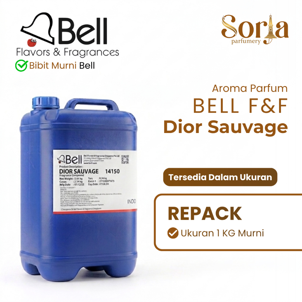 (REPACK) Bibit Parfum Dior Sauvage By BELL KEMASAN REPACK 100ml 250ml 500ml MURNI ORIGINAL 100%