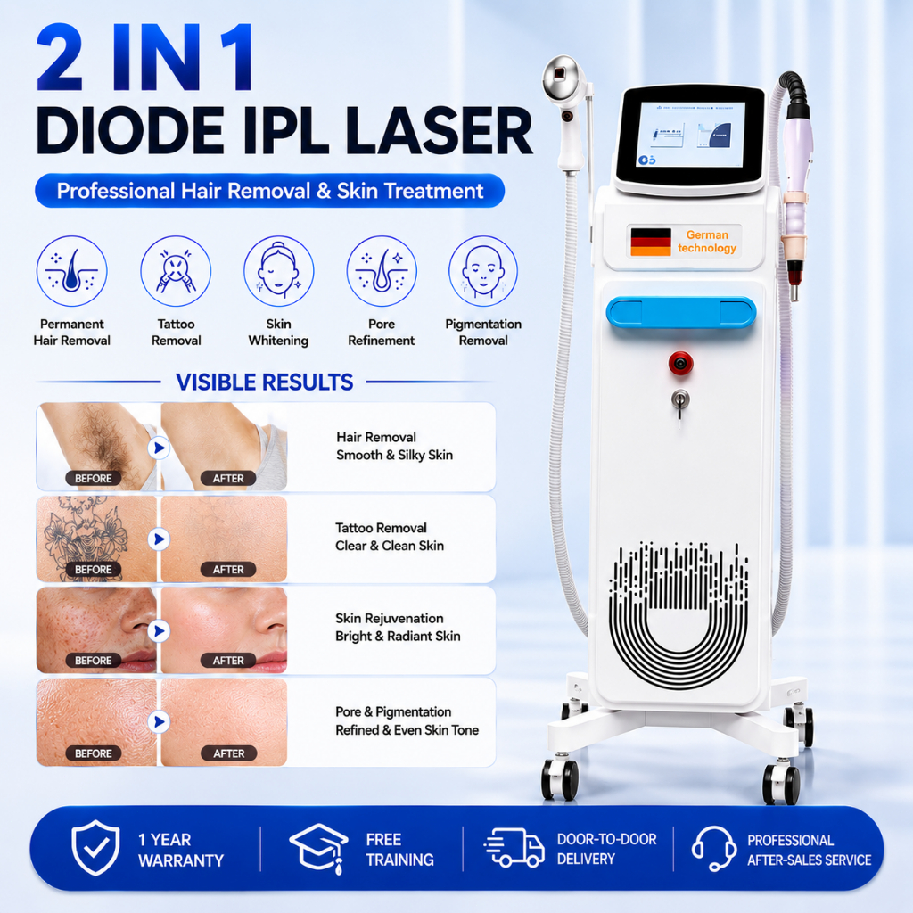 Picosecond Laser+ipl laser hair removal 2in1 skin rejuvenaiton laser wajah alat laser penghilang fle